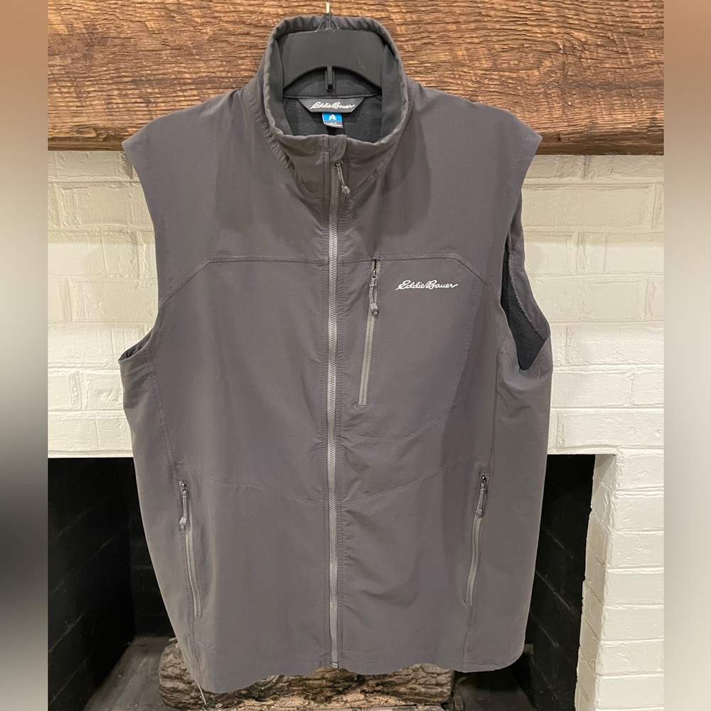 Eddie Bauer Men's Charcoal Gray Zipper Nylon Vest